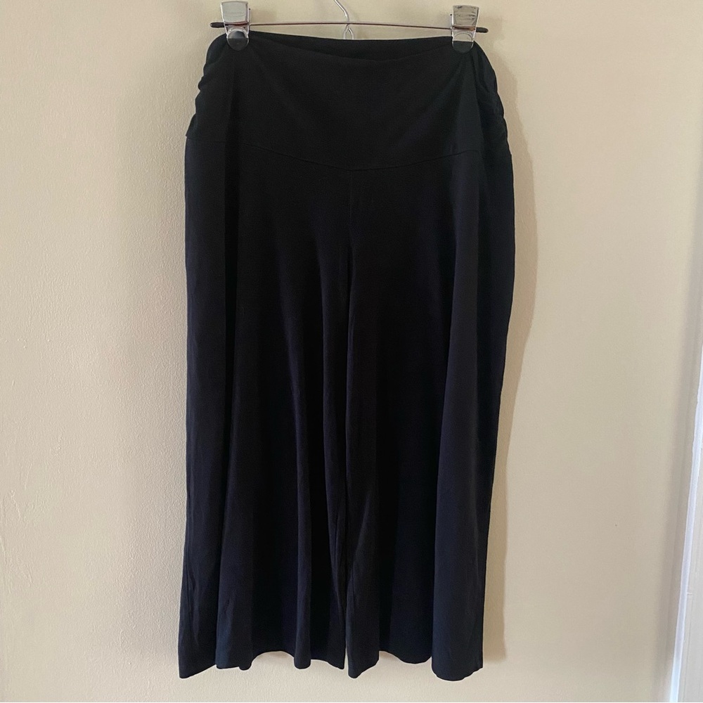 Vintage Worthington Stretch Size L Large Black Wide Waistband Wide Leg Pants 20"